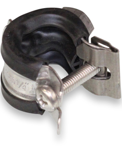 Pipe clamp SST M8 11 - 15mm 1/4" w/inlet f/threaded pipe